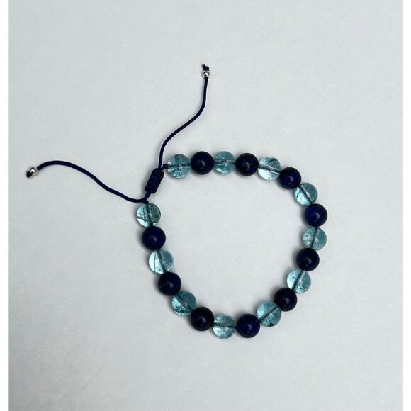 Lapis Lazuli - Aquamarine With Silver handcrafted bracelet - Picture 9 of 12